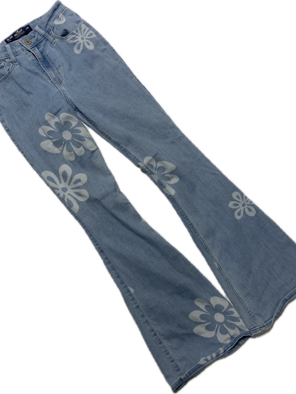 Hollister Light Blue Floral Print flare Leg Jeans